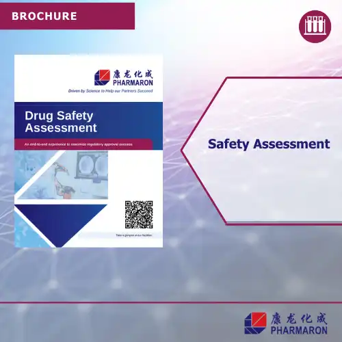 Poster presentation for Pharmaron titled "Safety Assessment," highlighting end-to-end expertise for regulatory approval success.